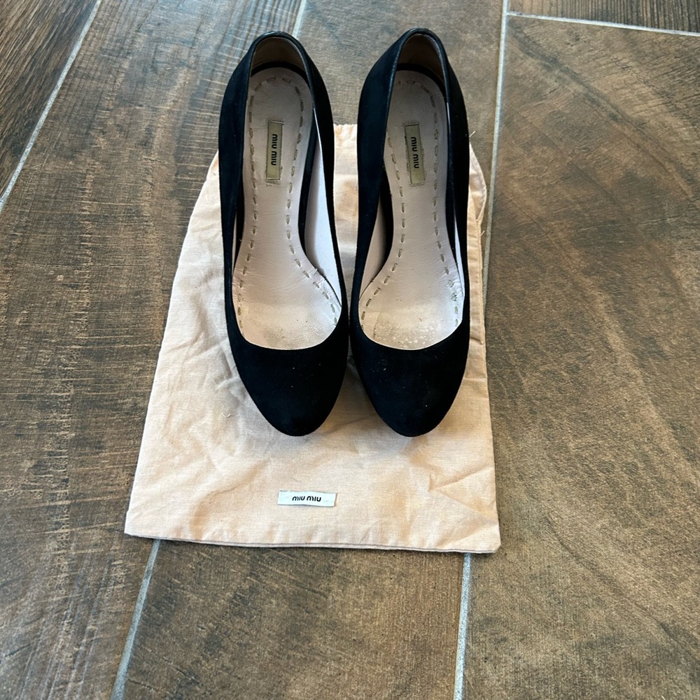 Miu Miu Black Stiletto Heels Suede Finish